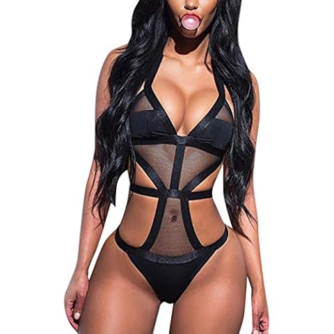Womens Lace Robe Lingerie Long Bathing Bikini Deep Set Women Suit V Beach Swimsuit Hollow Bra Sexy Swimwear Ruffle Butt Panties for Women Black Cover