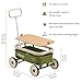 PULA-Wild 3-in-1 Kids' Pull-Along Wagon Toddlers Push Walker for 2.5-8, Removable Wooden Cover and Adjustable Handlebar, Birthday Gifts Max Weight 33 lbs (Green)