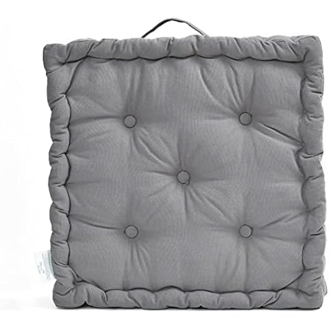 Brit House Extra Firm Booster Seat Cushion 100% Cotton Thick Garden Dining Chair Car Seat Armchair Seat Pad Multicolour 45cm x 45cm + 10cm (Grey) Cover
