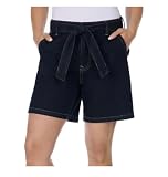 Tommy Hilfiger Women's Cotton High Rise Belted Denim Short (US, Numeric, 4, Regular, Regular, Rinse Wash)
