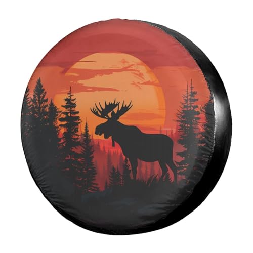 Image of Moose Wild Nature Landscape Spare Tire Cover Dust-Proof Wheel Tire Cover Fit Trailer, RV, SUV and Many Vehicle 14 Inch