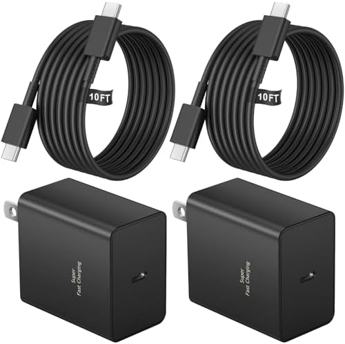 45 W Type C Charger Fast Charging,2Pack USB C Fast Charger Adapter & 10FT Long USB C to USB C Cable,45W USB C Android Phone Charger for Galaxy S24/S23/S22 Ultra/Plus/Note 20/S20/S21(Black)