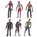 6 Pack DIY Zombie Action Figures, 4-Inch Detachable and Swappable Body Parts Zombie Toys, Miniature Walking Dead Dolls for Boys, Creative Horror Toys Set for Halloween Party Decorations and Cake Topp