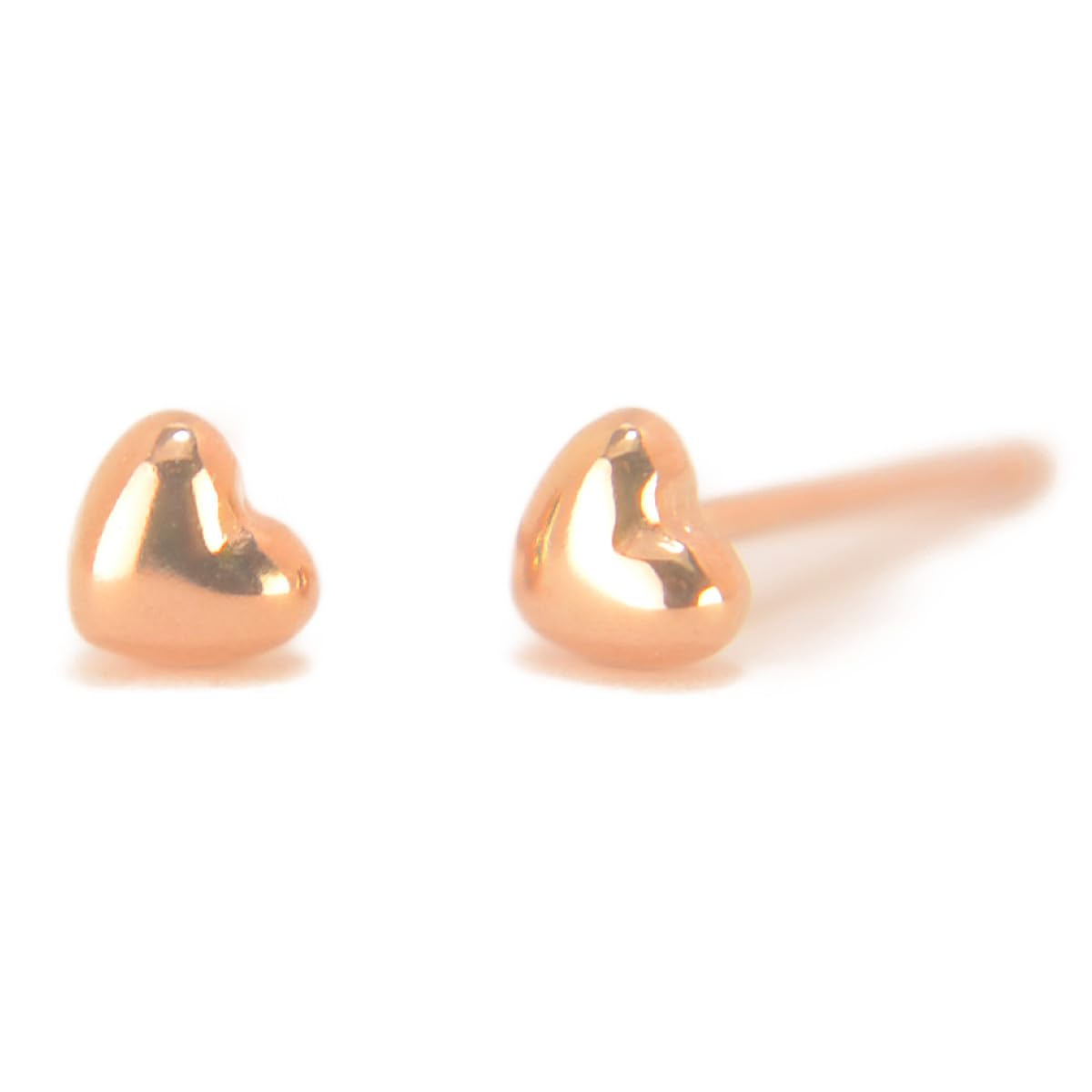 Amazon | K18PGピンクゴールドハートピアス 3mm 1ペア両耳販売 ハート 