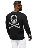 OZONEE Herren Sweatshirt Pullover Langarm Farbvarianten Langarmshirt Pulli ohne Kapuze Baumwolle Baumwollmischung Classic Basic Rundhals-Ausschnitt Sport NB/MF2014Z SCHWARZ S