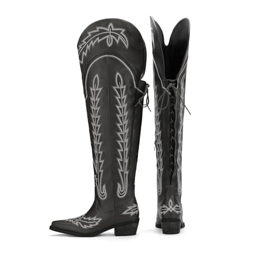 Image of Rhinestone Ankle Cowboy Boots for Women Embroidered Short Cowgirl Boots with Low Heel Side Zipper Comfortable Chunky Heel Western Booties for Prom Party Wedding Pull On Shoes