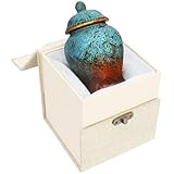 MEILINXU Funeral Keepsake Urn by Ceramics Mini Cremation Urn for Human Ashes Adult- Hand-Painted -Fits a Small Amount of Cremated Remains- Display Burial Urn at Home or Office (Sapphire Blue Baby Urn