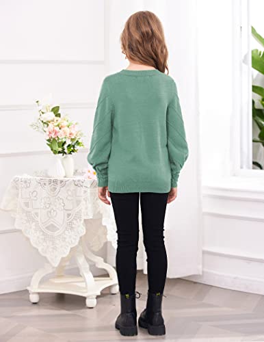Image of Arshiner Kid Girls Crew Neck Lantern Sleeve Sweater Cute Jumper Top Pullover Outwear 5-13 Years