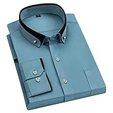 doppelkragen hemd herren 【Stilvolles Design】: Freizeithemden, einfarbig, angemessener Kragen, Schulterteil, einfacher Stil, lange Ärmel (aufrollbar), Button-Down-Verschluss.