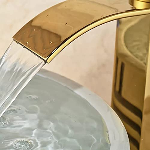 Robinet de lavabo en Laiton doré effet cascade pour vasque chic