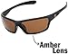 Nitrogen Men's Rectangular Sports Wrap 65mm Polarized Sunglasses (Black with Amber Lens, Amber)