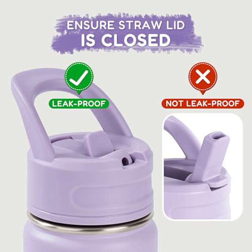 Fijinhom Botella de Agua para Niños 12oz, Acero Inoxidable, Aislamiento al Vacío, a Prueba de Fugas, Libre de BPA, Color Morado miniatura 6