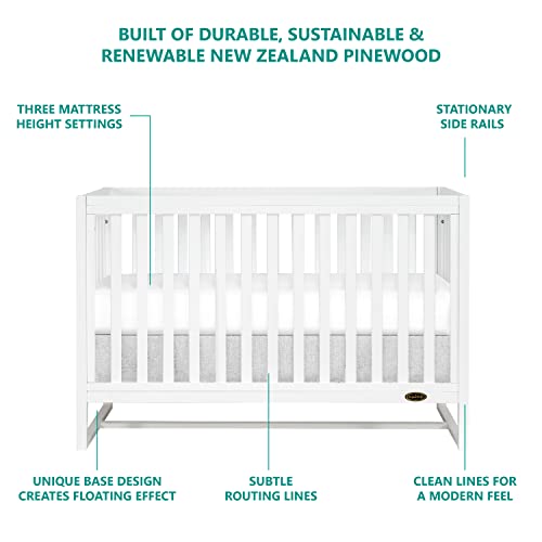 Image of Dream On Me Arlo 5-in-1 Convertible Full-Size Baby Crib in White, GreenGuard Gold & JPMA, Converts to Toddler, Day & Full-Size Bed, 3 Mattress Heights, Non-Toxic Finish, Sustainable Pinewood
