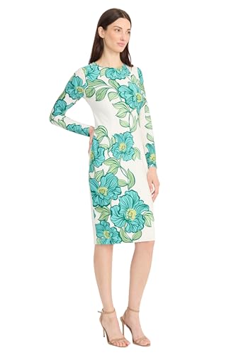 Image of Maggy London Womens Long Sleeve Floral Printed SheathCocktail Dress