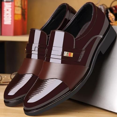 YZABEL Men's Slip-On Leather New Oxford Shoes High Heels Genuine Leather Large Size Low Top Formal Suit Shoes Formal Tuxedo Shoes for Men2