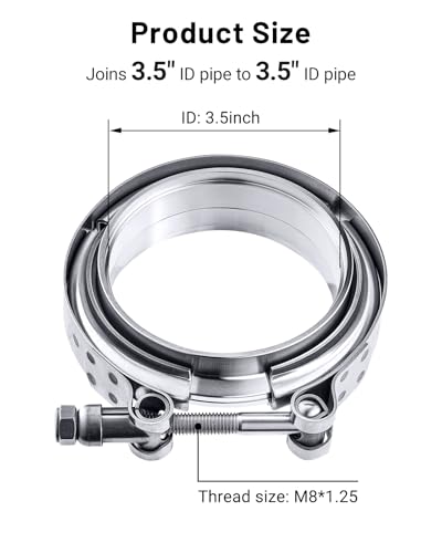 Image of EVIL ENERGY 3.5 Inch V Band Clamp with Flange Male Female Stainless Steel 2PCS