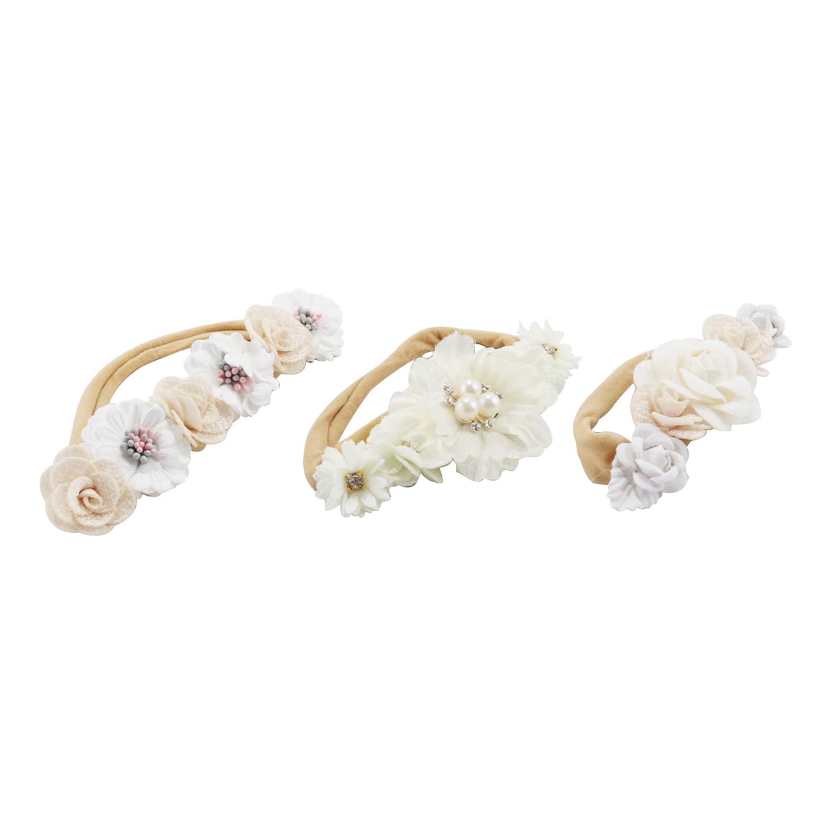 Ubric Diadema de flores de tela, accesorios para el cabello para niñas para recién nacidos, tocado para el cabello