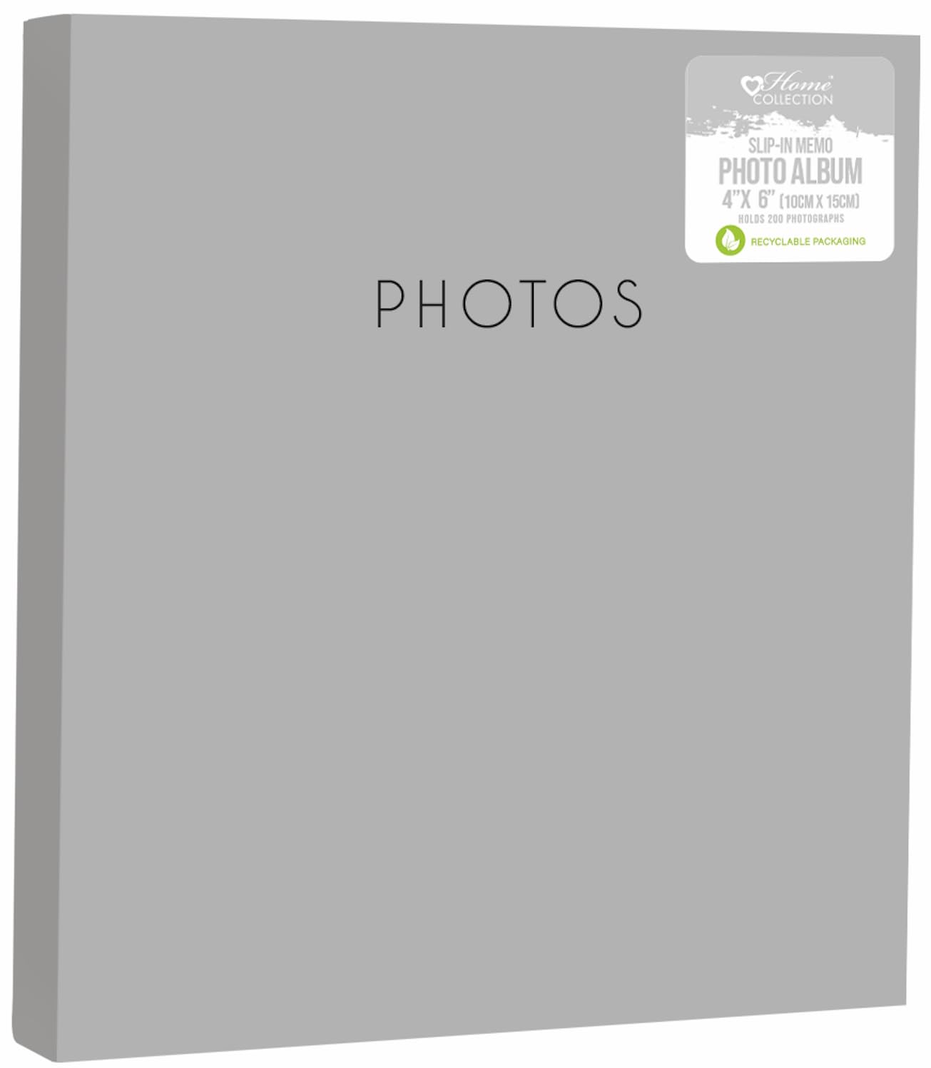 Silver 4" x 6" Photo Album Holds 200 Photos with Memo Space Slip-in Photograph Scrapbook Wedding Travel Keepsake Gift