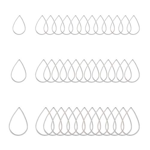 UNICRAFTALE 36 pièces 15/20/25 mm de Long 3 Tailles Environ Liens en Forme de Larme Liens en Acier Inoxydable Connecteur de Charme Creux Pendentif de Liaison pour...