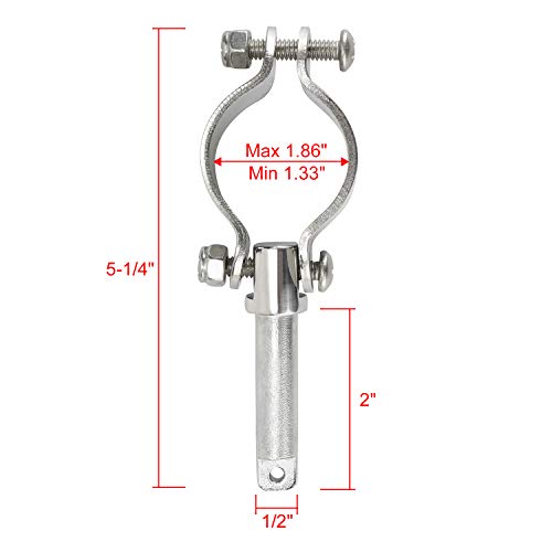 Novelbee 2 Pack Of 316 Stainless Steel Clamp On Oarlocks Or Rowlocks,1-5/8" Tube ;5.3" Length #TOP1