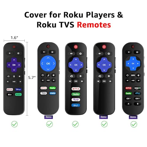 Image of 2 Pack Remote Cover for Roku, Battery Cover for TCL Roku Smart TV Steaming Stick Remote, Silicone Protective Case Universal Sleeve Skin Glow in The Dark Green Blue with Lanyards