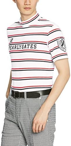 Amazon パーリーゲイツ Pearly Gates メンズ 定番系 ボーダー柄 ハイネック 半袖シャツ 吸水速乾 クールマックス 素材 053 053 030 ホワイト 6 Xl シャツ 通販