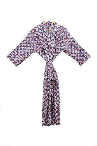 Image of Hand block print Cotton Kimono bikini cover up,Indian Hand block print Cotton Bath Robe,Swim Wear,Nighrwere Dressing Gown