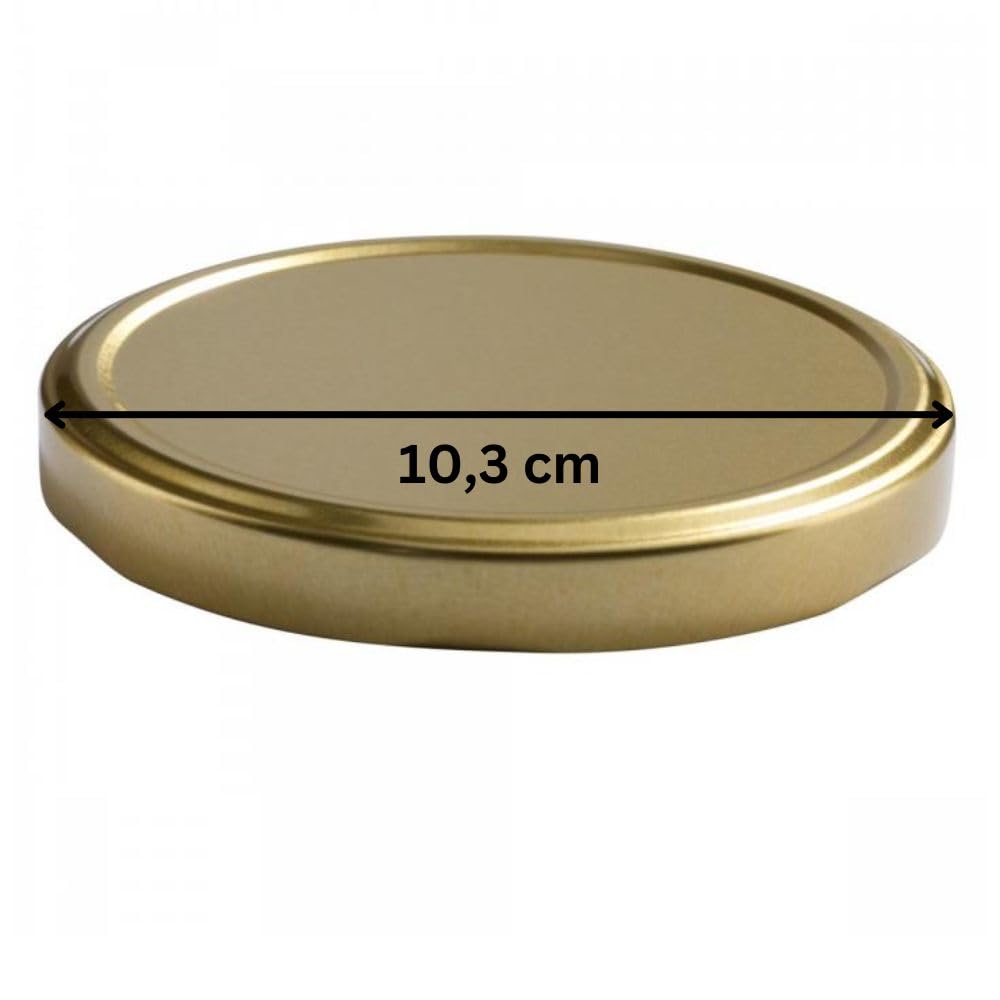 mikken 4 coperchi TO 100/10,3 cm per barattoli di vetro Twist-Off coperchio di ricambio per barattoli grandi, colore oro