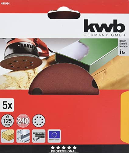 kwb meules mini-stick, bois et métal, auto-adhésif, diamètre 125 mm, perforée, 4919-24 Cover