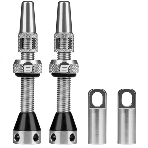 Image of BWSHLF Tubeless Presta Valve Stem 40 /44 /55 /60 /65 /80 /100 mm, Super Light Alloy Presta Valve Stem Kit with Valve Core Remover Tool and Valve Stem Caps - Multiple Color and Size Options(Pair)