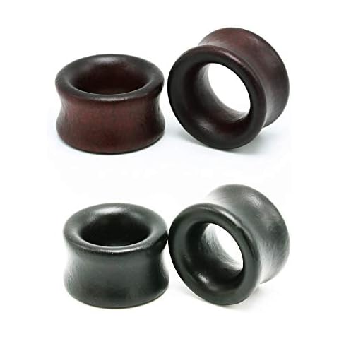 Piercingpops 2 Pairs Wooden Tunnels Ear Gauges Plugs Double Flared Expander for Stretched Ears Piercing Body Jewelry (Gauge=00g(10mm)) Cover