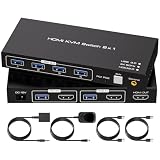 VPFET HDMI KVM Switch 2 PC 1 Monitor 4K60Hz USB 3.0 KVM Switches per 2 Computer che Condividono 1 Monitor e 4 Dispositivi USB 3.0 Supporta il Controller Desktop Include Adattatore