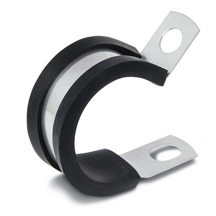 212 Main 38 Inch Diameter Stainless Rubber Cushioned Loop Clamp .281 Screw Hole Diameter, 25 Pieces