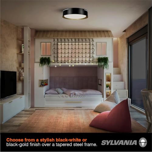 Image of Sylvania 13 inch Flushmount Ceiling Light Luminaire, 42.5W, 5 CCT 2700 /3000 /3500 /4000 /5000K, Dimmable, 1400 LMS, Black /White - 1 Pack (63470)