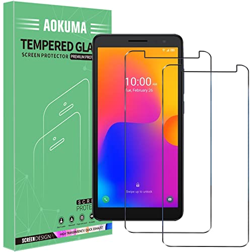 AOKUMA Protector de Pantalla para Alcatel 1B (2022), [2 Unidades] Cristal Templado para Alcatel 1B (2022) Fácil Instalación, Sin Burbujas, Alta Definicion, 9H Dureza, Anti-Arañazos