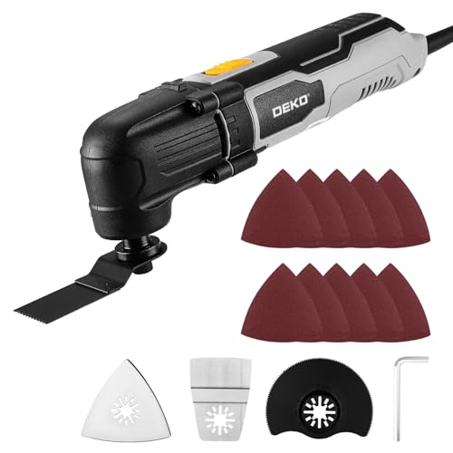 DEKOPRO Oscillating Multi Tools 2.5-Amp: 3000-22000 RPM Electric Corded Multi Tool, 6-Speed Control, 3° Oscillating Tools Angle, Soft-Grip Oscillating Saw for Wood, Plastic, Metal