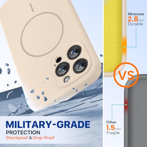 Image of Miracase Magnetic for iPhone 14 Pro Max Case, [Soft Anti-Scratch Microfiber Lining], Compatible with MagSafe, Silicone Shockproof Protection Phone Case for iPhone 14 Pro Max,Sand