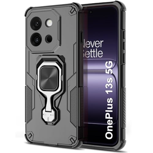 Image of TheGiftKart Tough Armor Bumper Back Case Cover for OnePlus 13s 5G | Ring Holder & Kickstand in-Built | 360 Degree Protection Back Case Cover for OnePlus 13s 5G (PC & TPU, Black)
