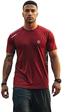CHKOKKO Men Polyester Solid Quick Dry Sports Gym T-Shirt Breathable Moisture-Wicking Half Sleeve Round Crew Neck Regular Fit Active Wear for Running and Training