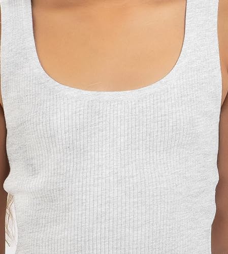 Image of KYDA KIDS Girl's Casual Sleeveless Solid Cotton Rib Knitted Square Neck Crop Tank Top for Girls