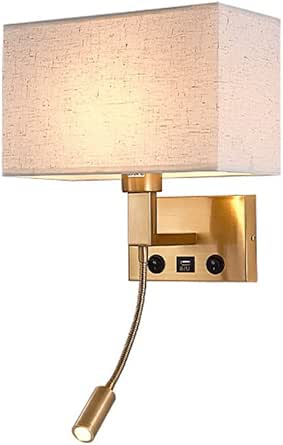Wall Mount Reading Lamp Wall Sconce Lighting Fixture with Square Fabric ...