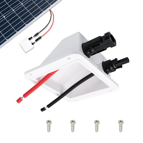 Solar Dachdurchführung, Solar Doppel Kabeldurchführung mit 0.33Ft 10AWG Kupferkabel und IP68 Solarpanel Steckverbinder, Kabeldurchführung Anschlussdose für Wohnmobile, Boote, RV und Solarplatten