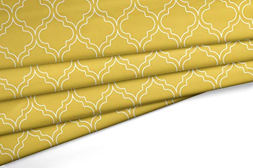 Image of Encasa XO Printed Satin Fabric by Meter - Trellis Yellow, 58 Inch Width (147 cm), Soft Polyester Cloth for Curtains, Cushion Covers, Dresses, Kurtis, Crafts, Craft Sewing & Home Decor