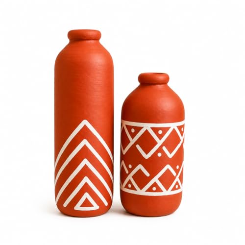 Best Decorative Vases: Glass vs Ceramic 96 Artysta 'Ethnic Geometry' Hand Painted Terracotta Vase | Small Po...