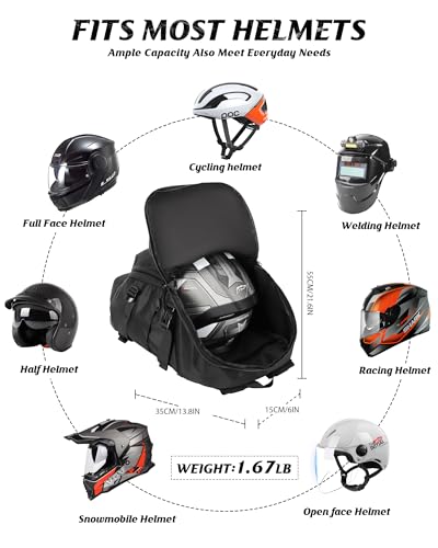 Mochila con casco de gran capacidad y acabados resistentes para moto 6