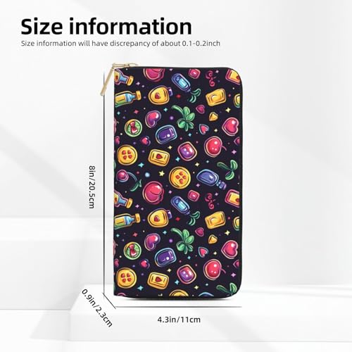 Leather Thin Slim Wallets for Women Men - Fashion Cartoon Fruit Print Card Wallet Holder with Zipper2
