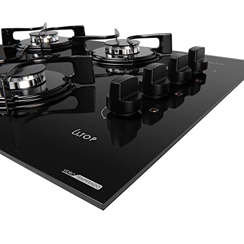 Cooktop 4 Bocas Preto com Mesa de Vidro Atlas U Top Bivolt