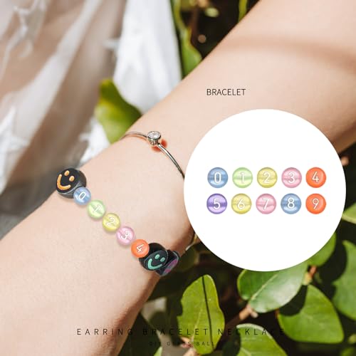 700 Pieces Mixed Color Acrylic Number Beads 0-9 Colorful Number Beads for DIY Jewelry Making Bracelets Necklaces Key Chains Handmade Gift 4mm X7mm(A568)