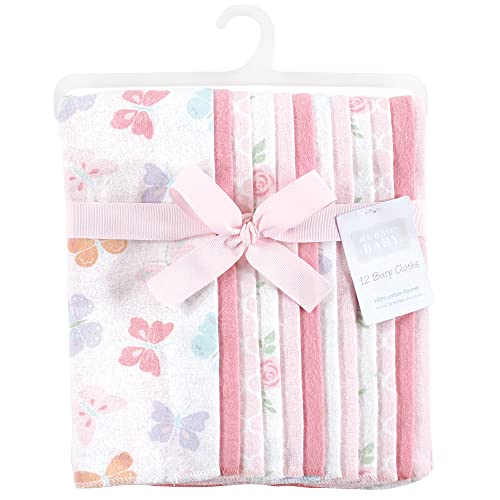 Hudson Baby Unisex Baby Cotton Flannel Burp Cloths Bundle, Pastel Butterfly, One Size2