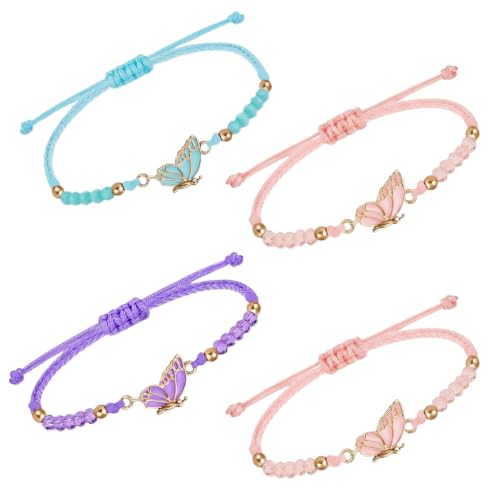 Haefan Bracelet d'amitié 4 pièces - Ensemble BFF papillon pour enfants